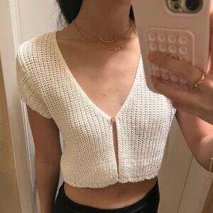 Cream Crop Knit Sweater